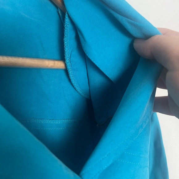 Vintage Adam Douglass Adrianna Papell 100% silk 1980s Blue Neon Detail size S - Picture 4 of 7